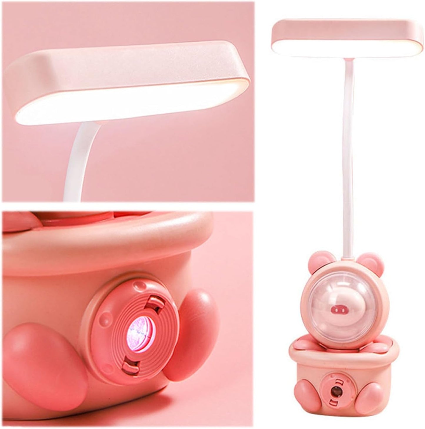 Bonito Lâmpada de Mesa Dobrável Portátil Lâmpada Led Lâmpada de Mesa Recarregável Usb Luz Cabeceira Leitura para Estudantes e Escritórios Domésticos Rosa