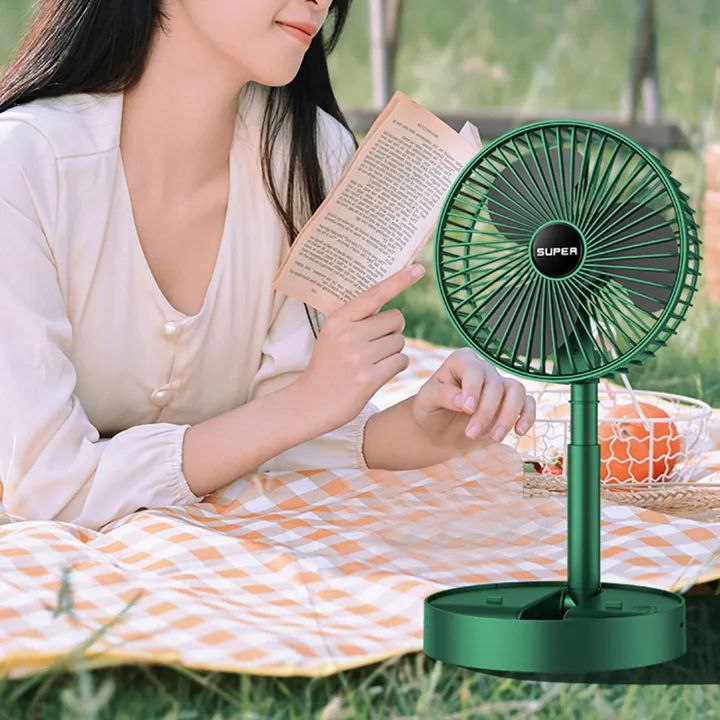 Usb Foldable Rechargeable Telescopic Mini Desktop Air Fan 3 In 1 Camping Portable Battery Fan