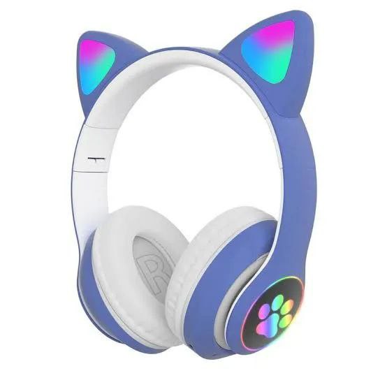 CAT STN-28 Over Ear Music Headset Glowing Ear Headphones Foldable Wireless BT5.0 Earphone with Mic AUX IN TF Card MP3 Player Colorful LED Lights for PC Laptop Computer Mobile Phone