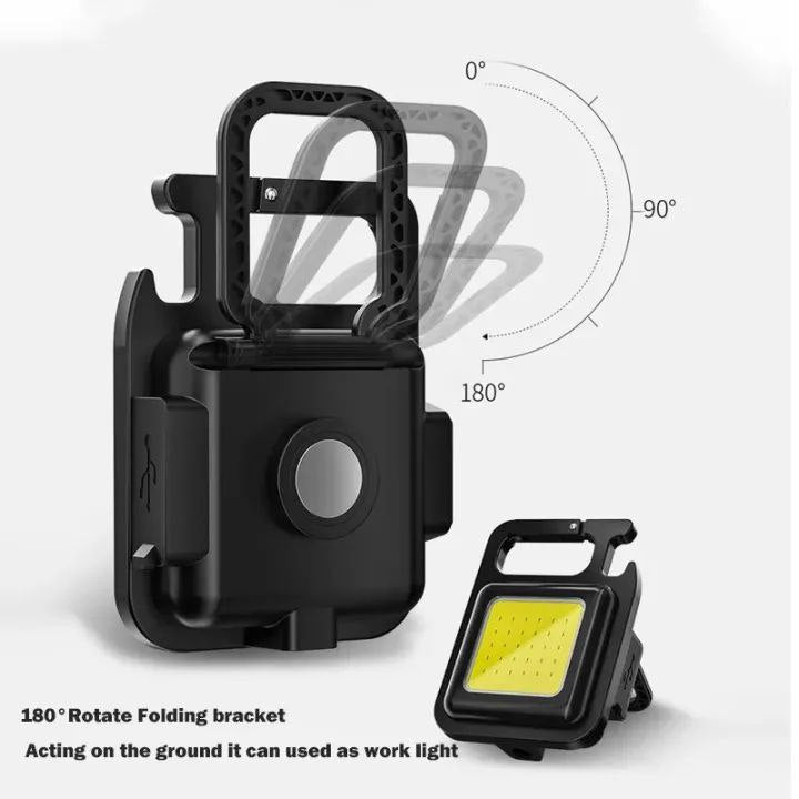 Mini LED Keychain Flashlights Multifunctional Portable COB Work Light USB Charging Camping Lamp Outdoor Torch Fishing Lantern