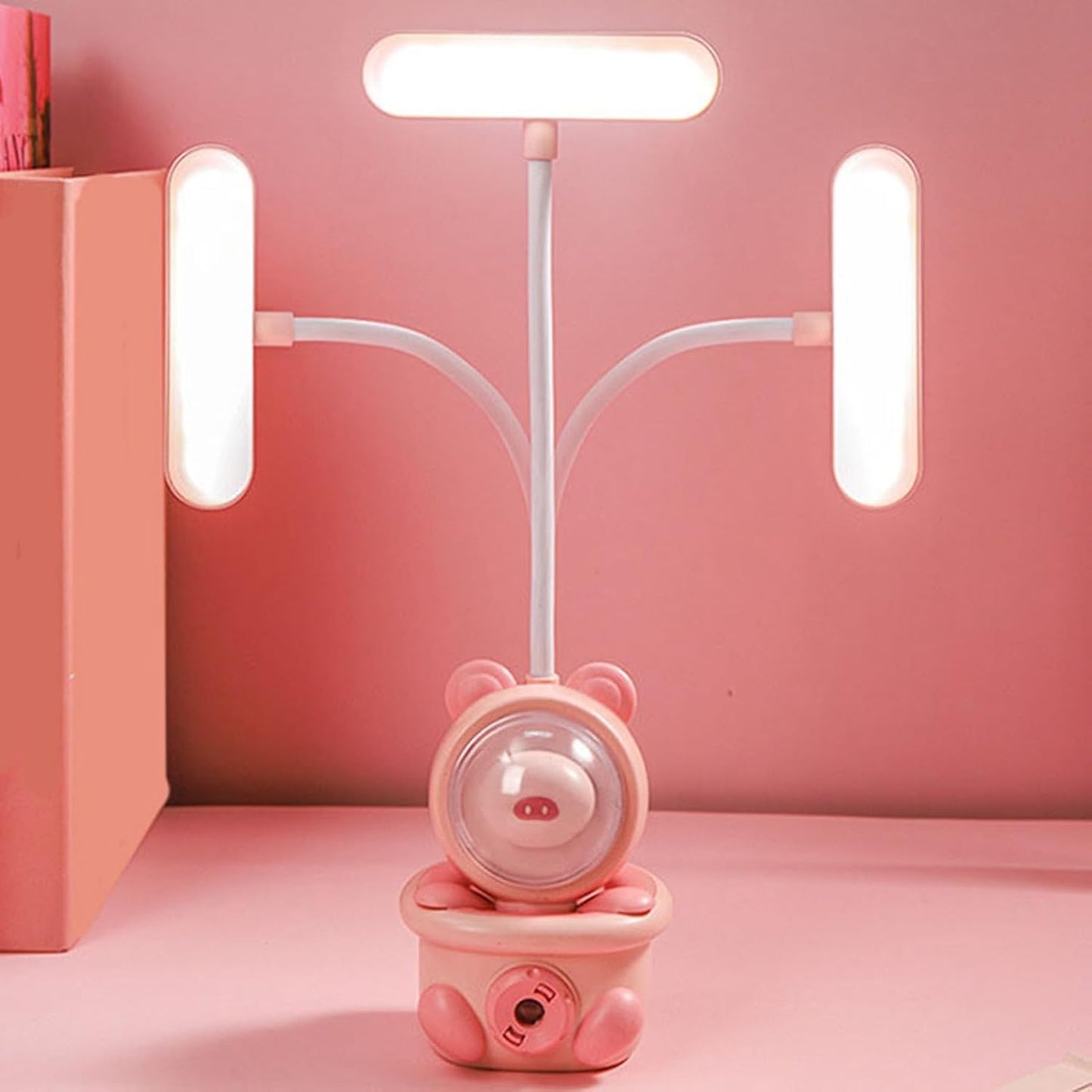 Bonito Lâmpada de Mesa Dobrável Portátil Lâmpada Led Lâmpada de Mesa Recarregável Usb Luz Cabeceira Leitura para Estudantes e Escritórios Domésticos Rosa