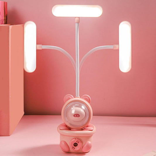 Bonito Lâmpada de Mesa Dobrável Portátil Lâmpada Led Lâmpada de Mesa Recarregável Usb Luz Cabeceira Leitura para Estudantes e Escritórios Domésticos Rosa