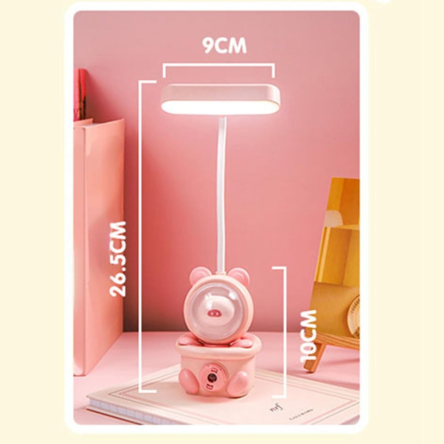 Bonito Lâmpada de Mesa Dobrável Portátil Lâmpada Led Lâmpada de Mesa Recarregável Usb Luz Cabeceira Leitura para Estudantes e Escritórios Domésticos Rosa