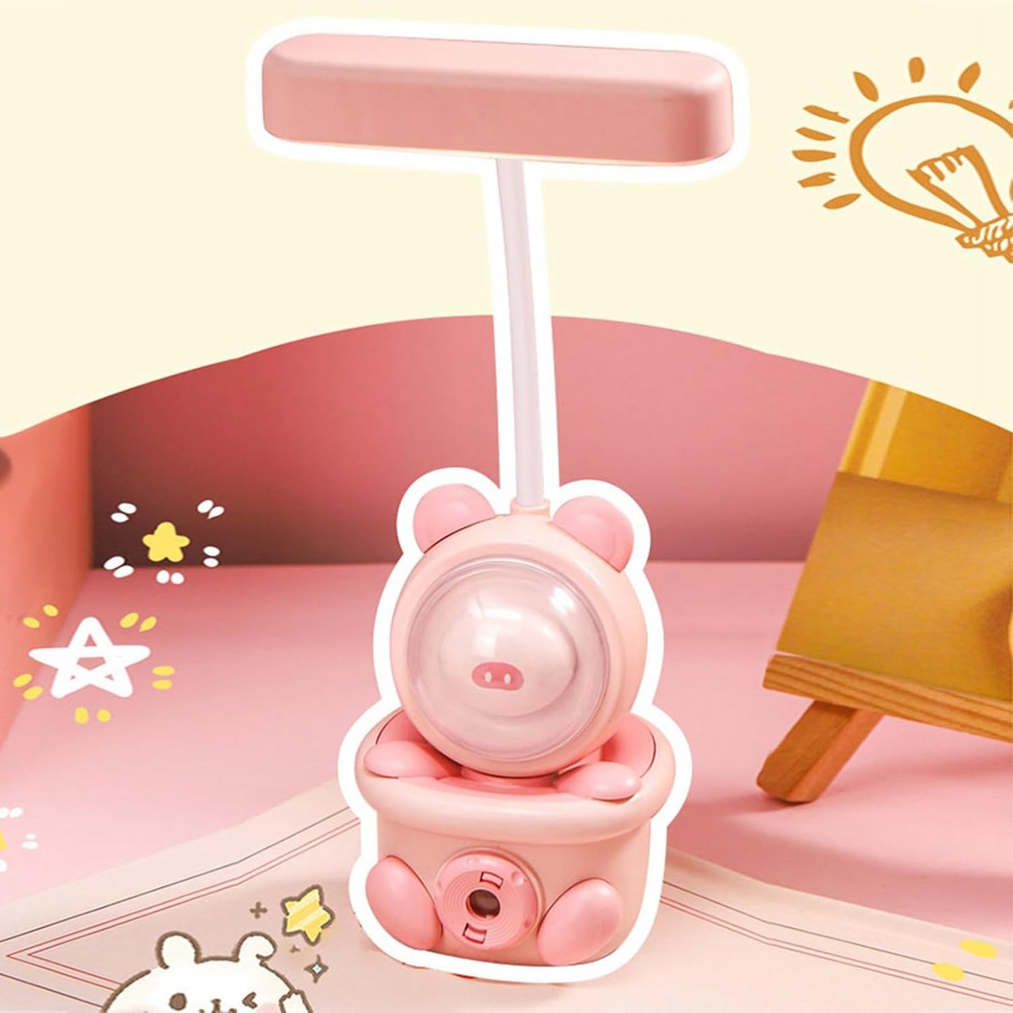 Bonito Lâmpada de Mesa Dobrável Portátil Lâmpada Led Lâmpada de Mesa Recarregável Usb Luz Cabeceira Leitura para Estudantes e Escritórios Domésticos Rosa